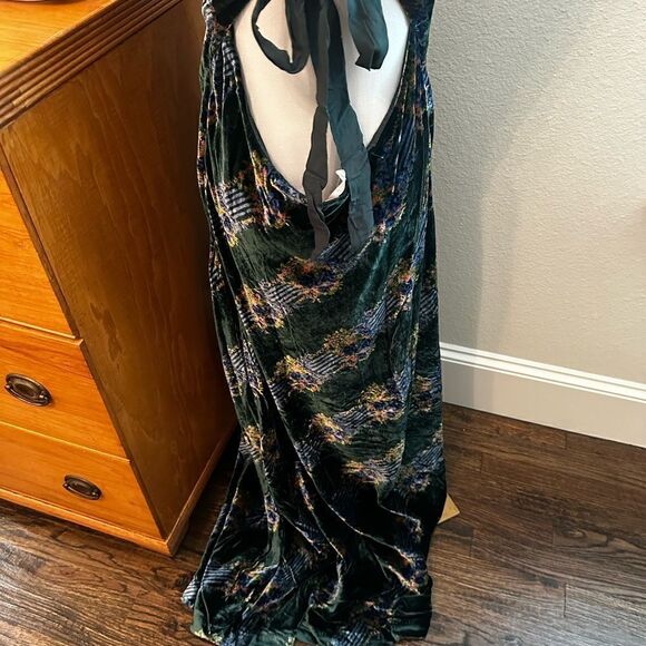 NWT Free People X REVOLVE Juliet Velvet Printed Maxi Dress in Emerald Combo-Q8 - Picture 6 of 8